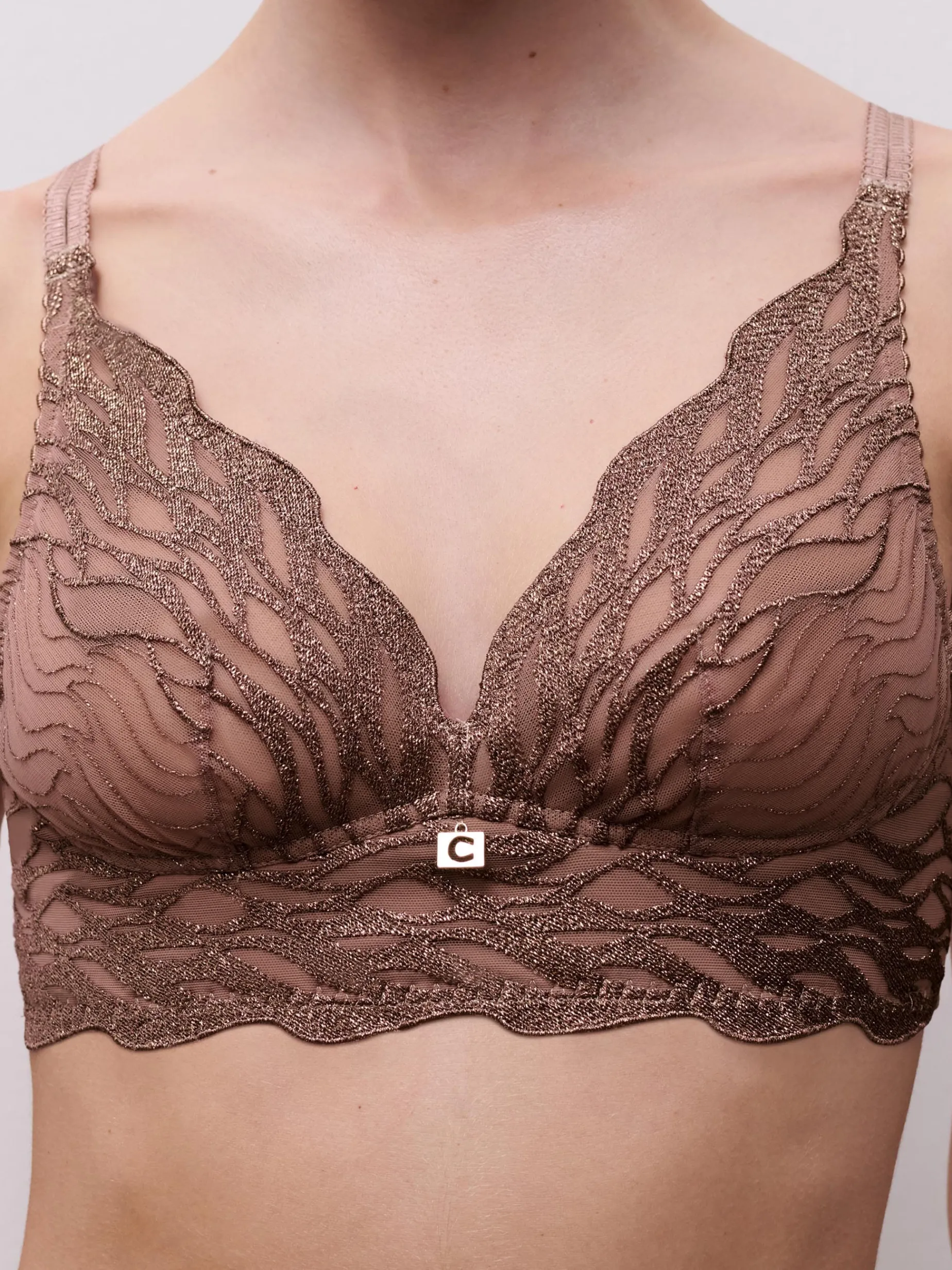 Chantelle Vibe Niet Voorgevormde BH Zonder Beugel - Cinnamon Lurex