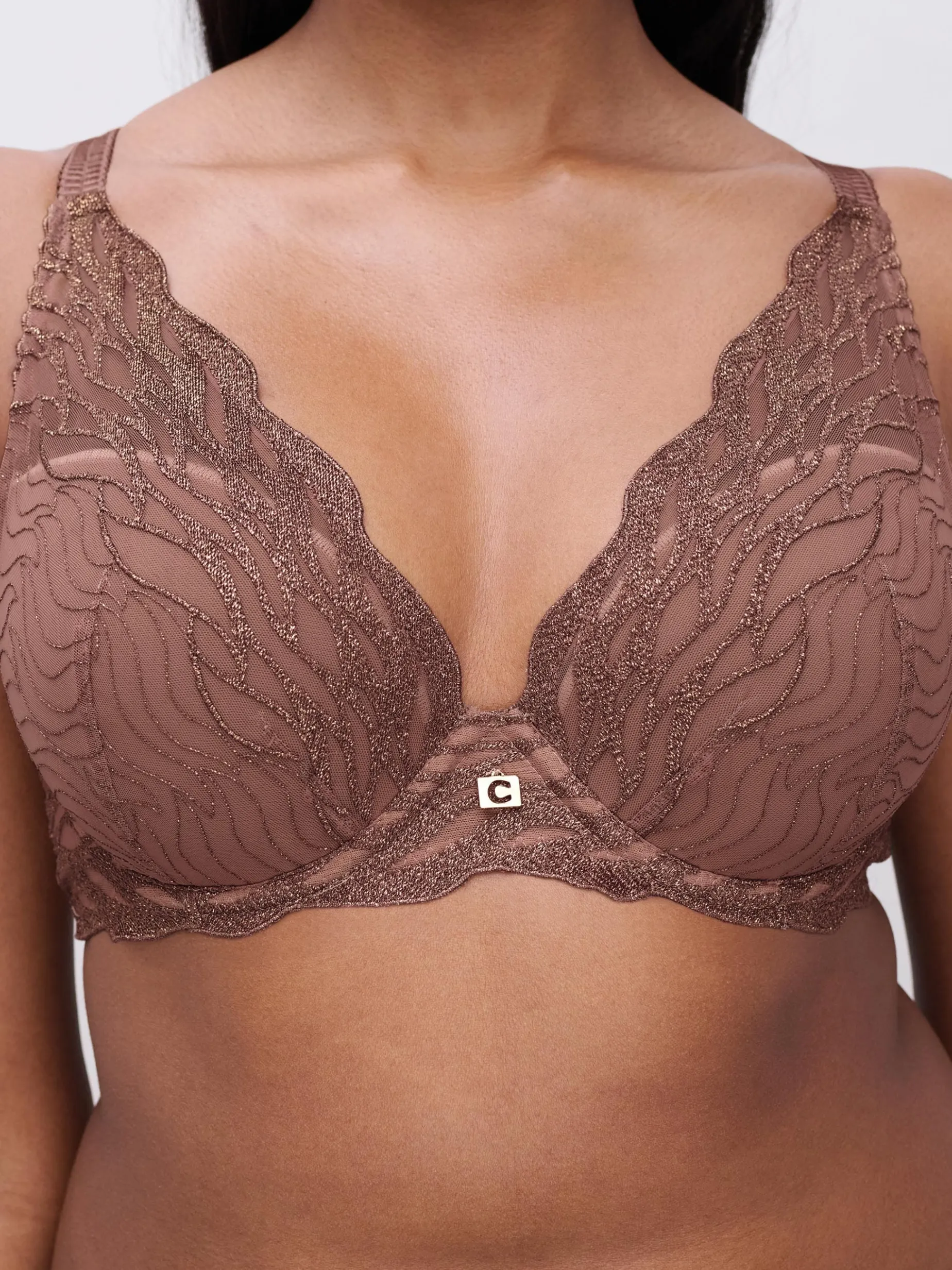Chantelle Vibe Niet Voorgevormde Beugel BH - Cinnamon Lurex