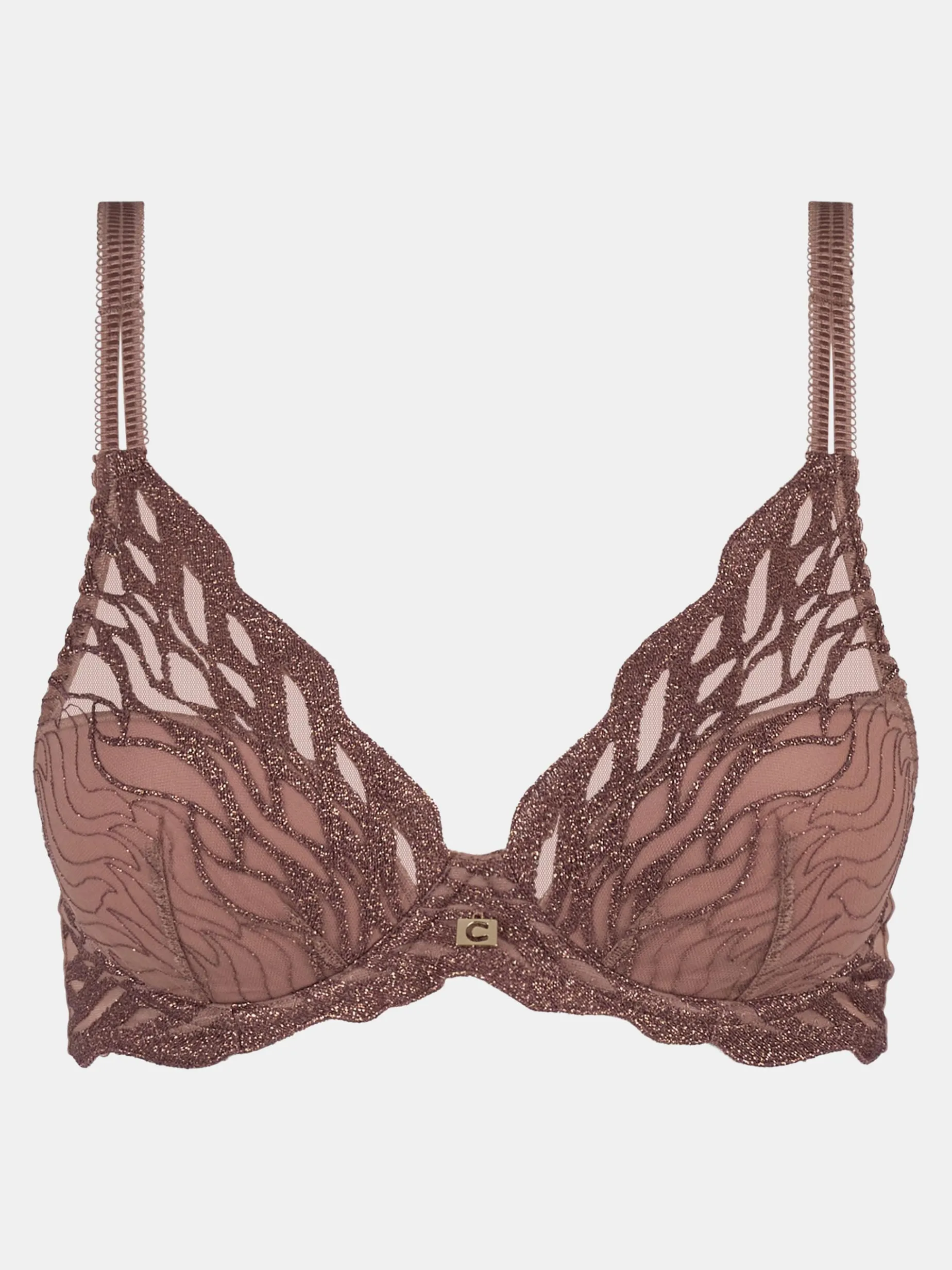 Chantelle Vibe Niet Voorgevormde Beugel BH - Cinnamon Lurex
