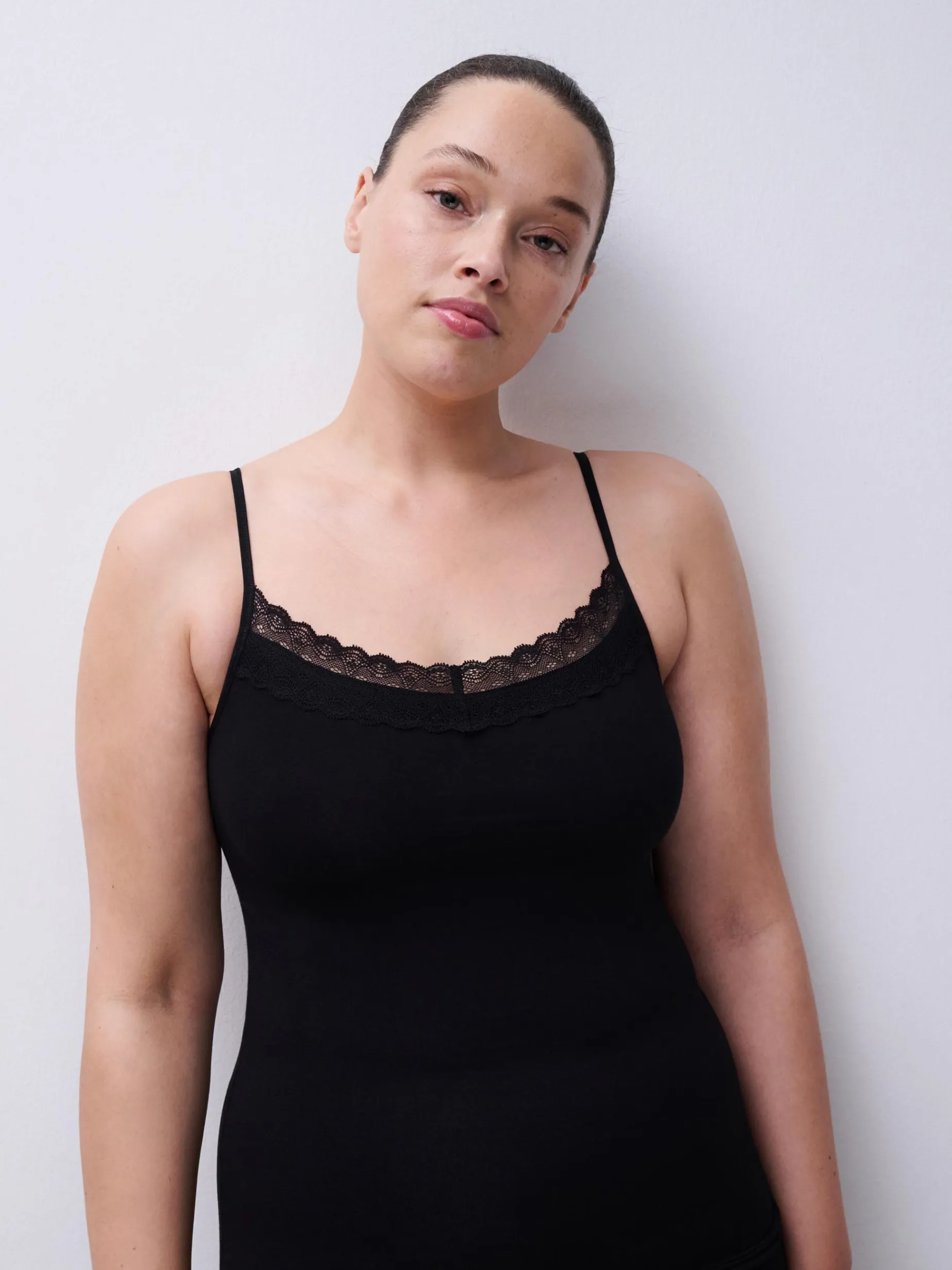 Femilet Basic Lace Hemd Katoen Kant - Zwart