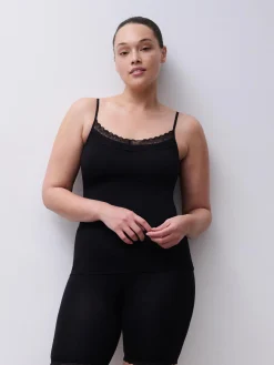 Femilet Basic Lace Hemd Katoen Kant - Zwart