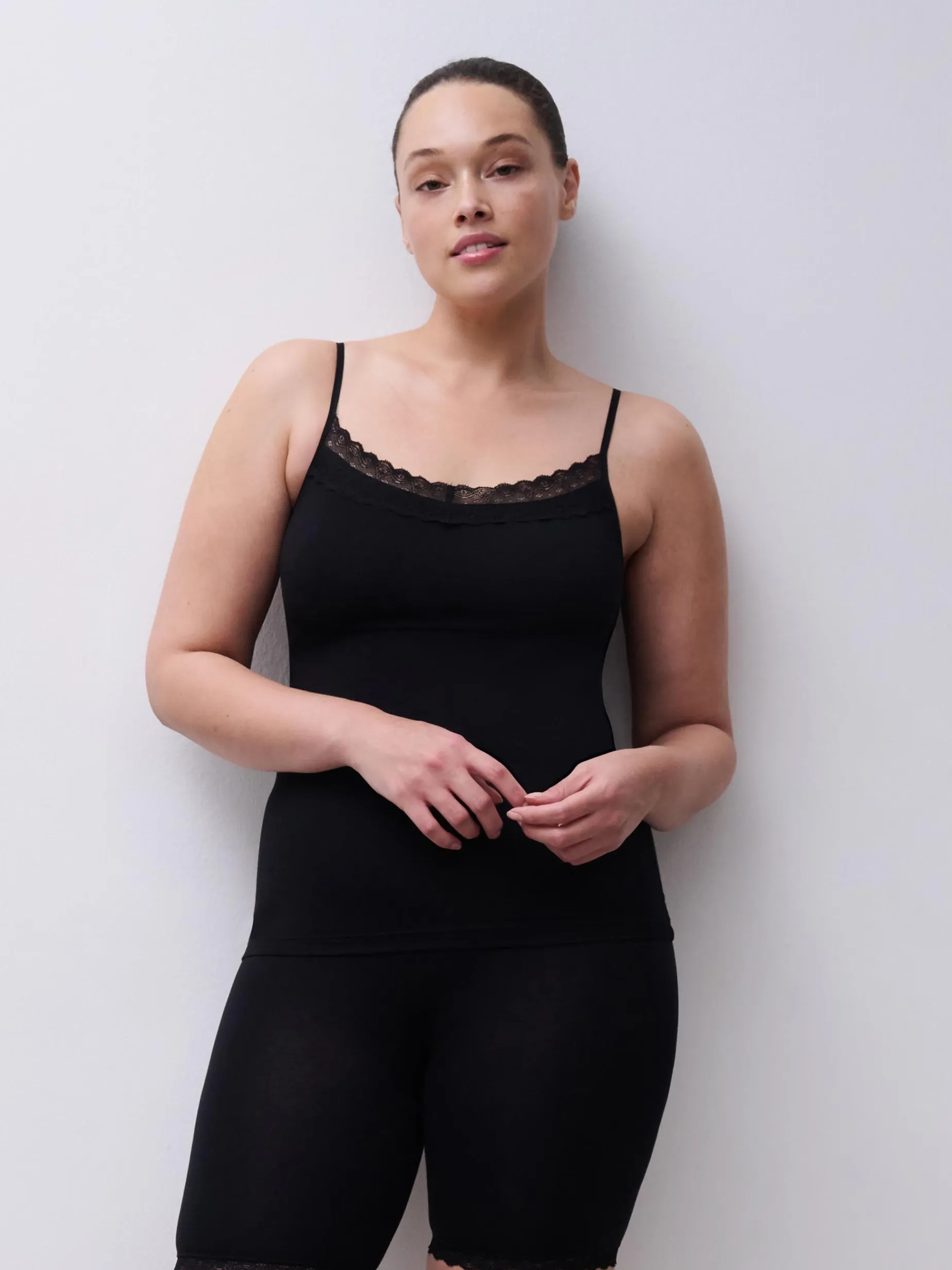 Femilet Basic Lace Hemd Katoen Kant - Zwart