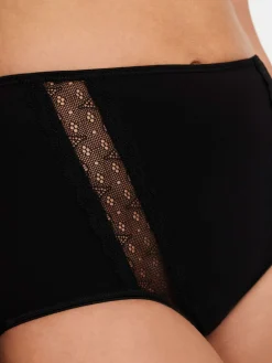 Femilet Basic Lace Hoge Taille Slip Katoen - Zwart