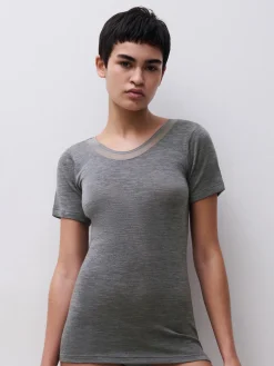 Femilet Juliana T-Shirt korte mouw - 100% Merino wol - Heather grey