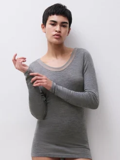 Femilet Juliana T-Shirt Lange mouwen - 100% Merino wol - Heather grey