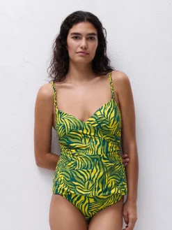Femilet TIDRA Tankini top met softcups - Yellow Jungle
