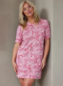 Livera NOOR Nachthemd korte mouw - Pink Monstera