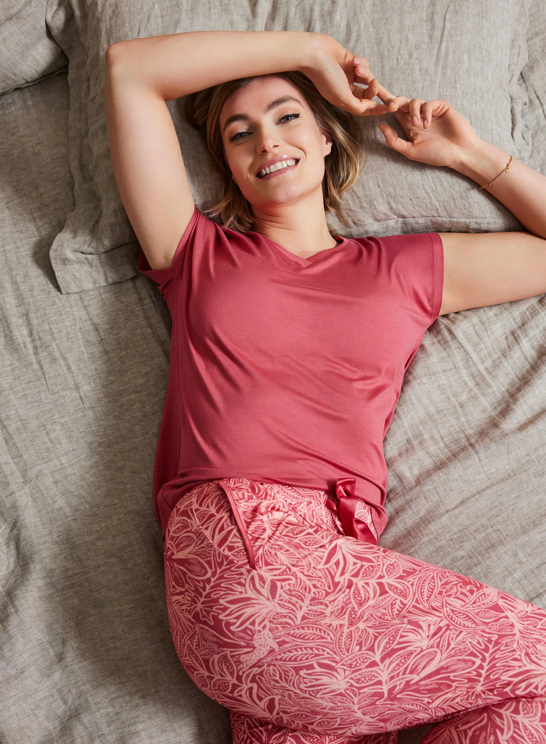 Livera SOLID Top korte mouw - Garnet Rose